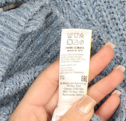 Marks and Spencer Per Una Blue Cable Knit V-Neck Women's Size 12 Cardigan