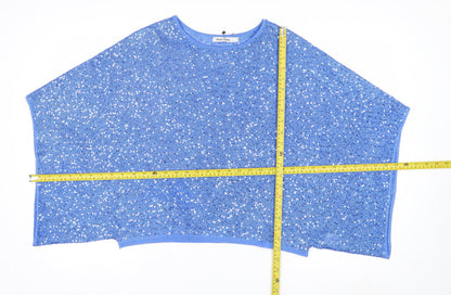 Alice Collins Womens Blue Sequin Cape Jumper S Relaxed Fit Knitwear