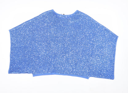 Alice Collins Womens Blue Sequin Cape Jumper S Relaxed Fit Knitwear