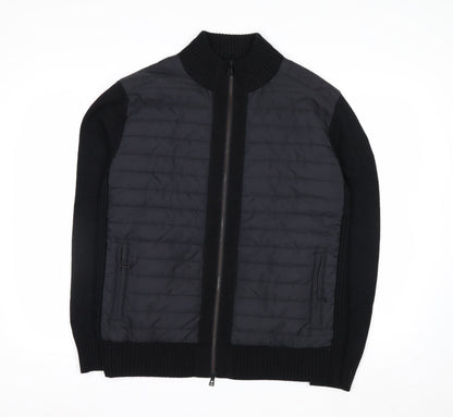 Belstaff Men's Black XL Wool Bomber Jacket with Zip Pockets
