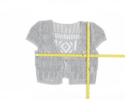 Marks and Spencer Per Una Grey Open Knit Short Sleeve Cardigan Women’s Size 10