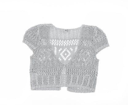 Marks and Spencer Per Una Grey Open Knit Short Sleeve Cardigan Women’s Size 10