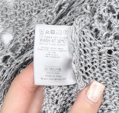 Marks and Spencer Per Una Grey Open Knit Short Sleeve Cardigan Women’s Size 10