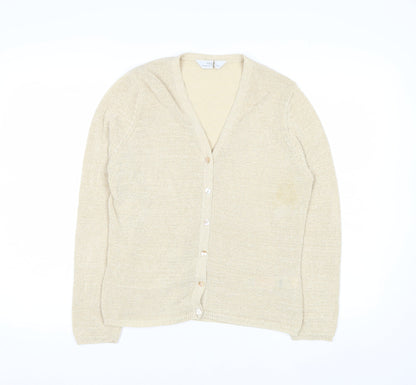Marks and Spencer Womens Beige V-Neck Long Sleeve Cardigan Size 14