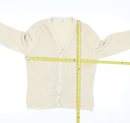 Marks and Spencer Womens Beige V-Neck Long Sleeve Cardigan Size 14