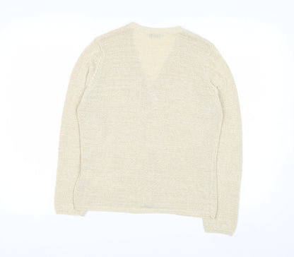 Marks and Spencer Womens Beige V-Neck Long Sleeve Cardigan Size 14