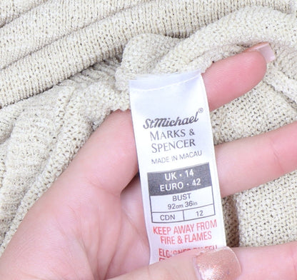 Marks and Spencer Womens Beige V-Neck Long Sleeve Cardigan Size 14