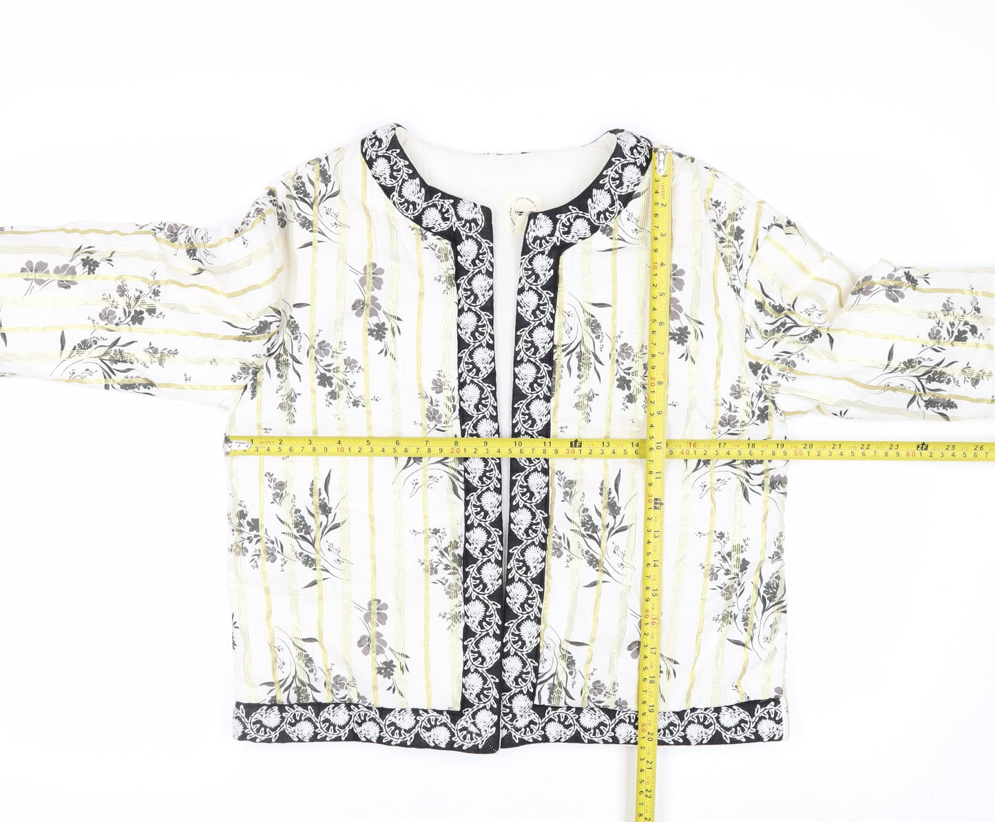 River Island Women Beige Floral Quilted Suit Jacket Small