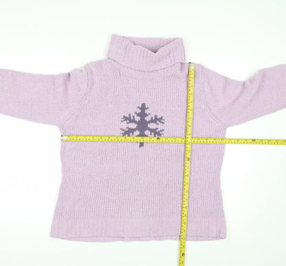 Viza-a-Viz Womens Purple Roll Neck Chunky Knit Jumper Size L