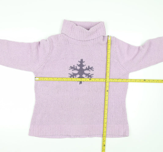 Viza-a-Viz Womens Purple Roll Neck Chunky Knit Jumper Size L