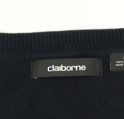 Claiborne Men's Black Purple Argyle Cotton V-Neck Vest M