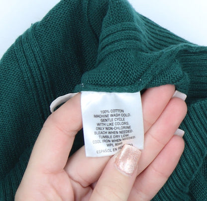 John Ashford Men's Green V-Neck Cotton Jumper Size S
