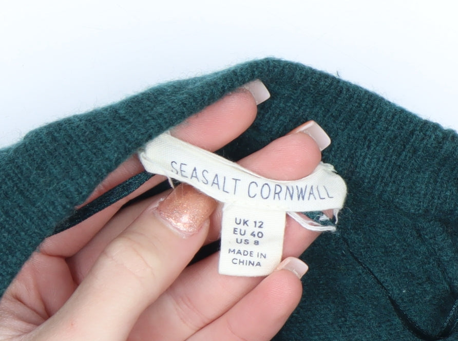 Seasalt Cornwall Women’s Green Wool Cardigan UK 12 Raglan Fit