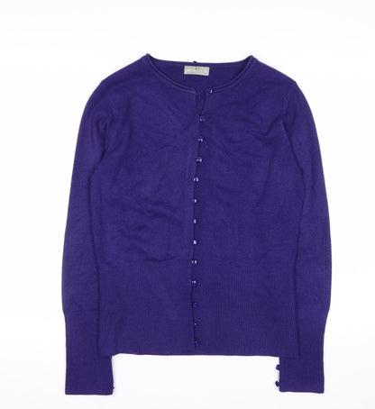 Marks and Spencer Per Una Women's Purple Acrylic Long Sleeve Cardigan Size 12