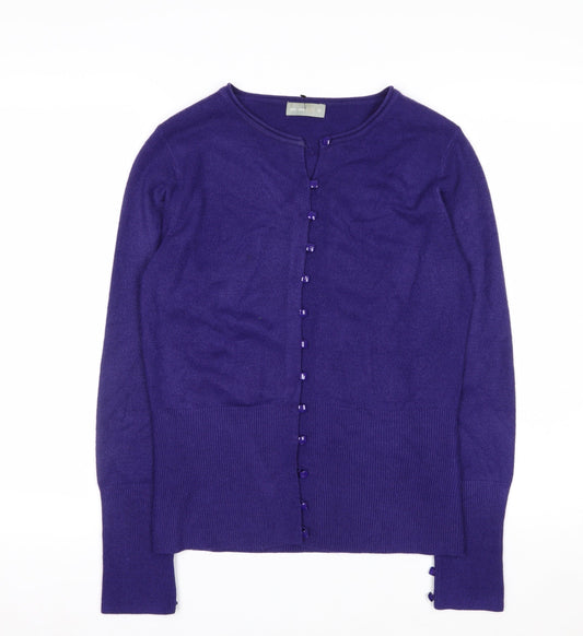 Marks and Spencer Per Una Women's Purple Acrylic Long Sleeve Cardigan Size 12