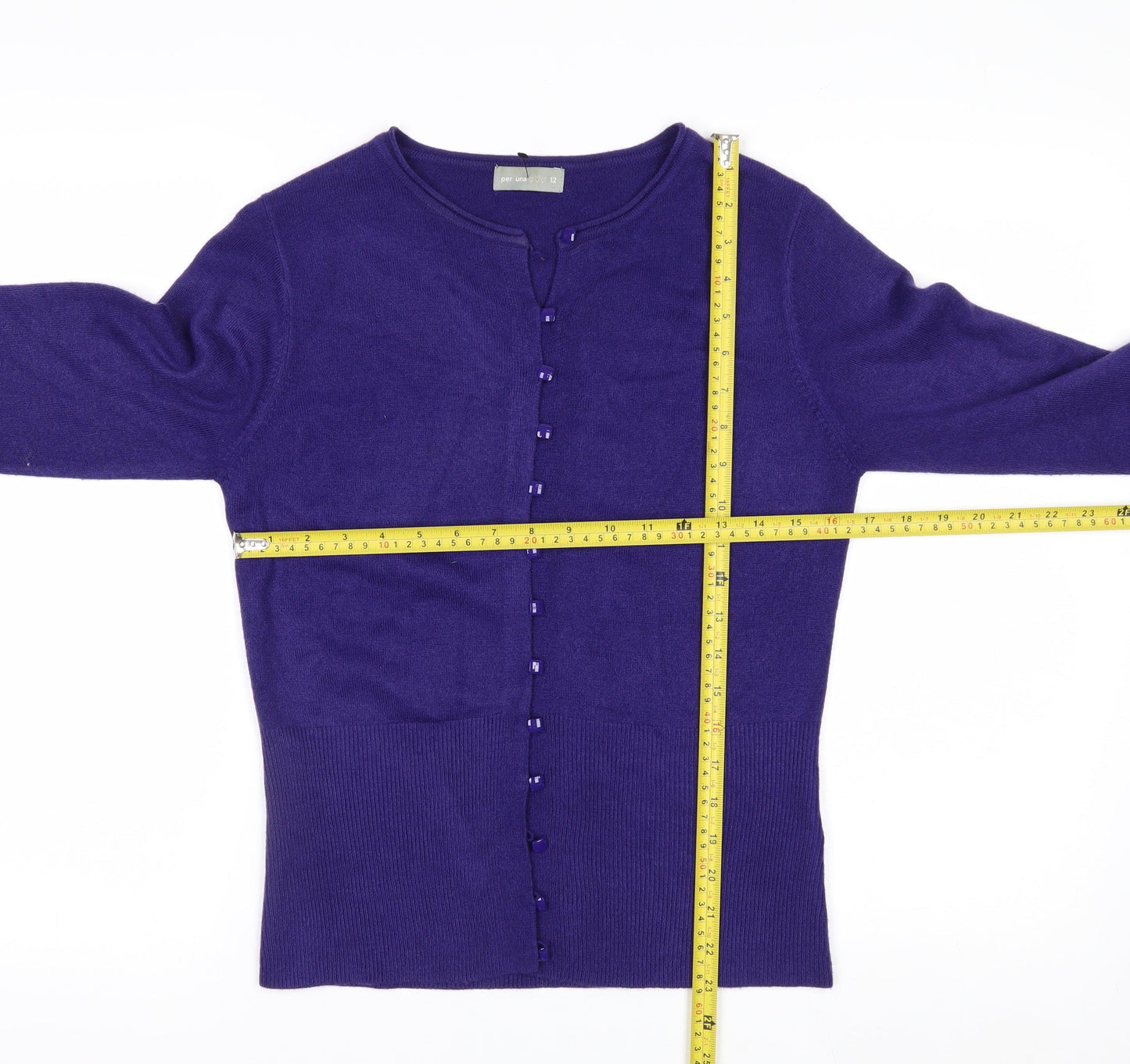 Marks and Spencer Per Una Women's Purple Acrylic Long Sleeve Cardigan Size 12