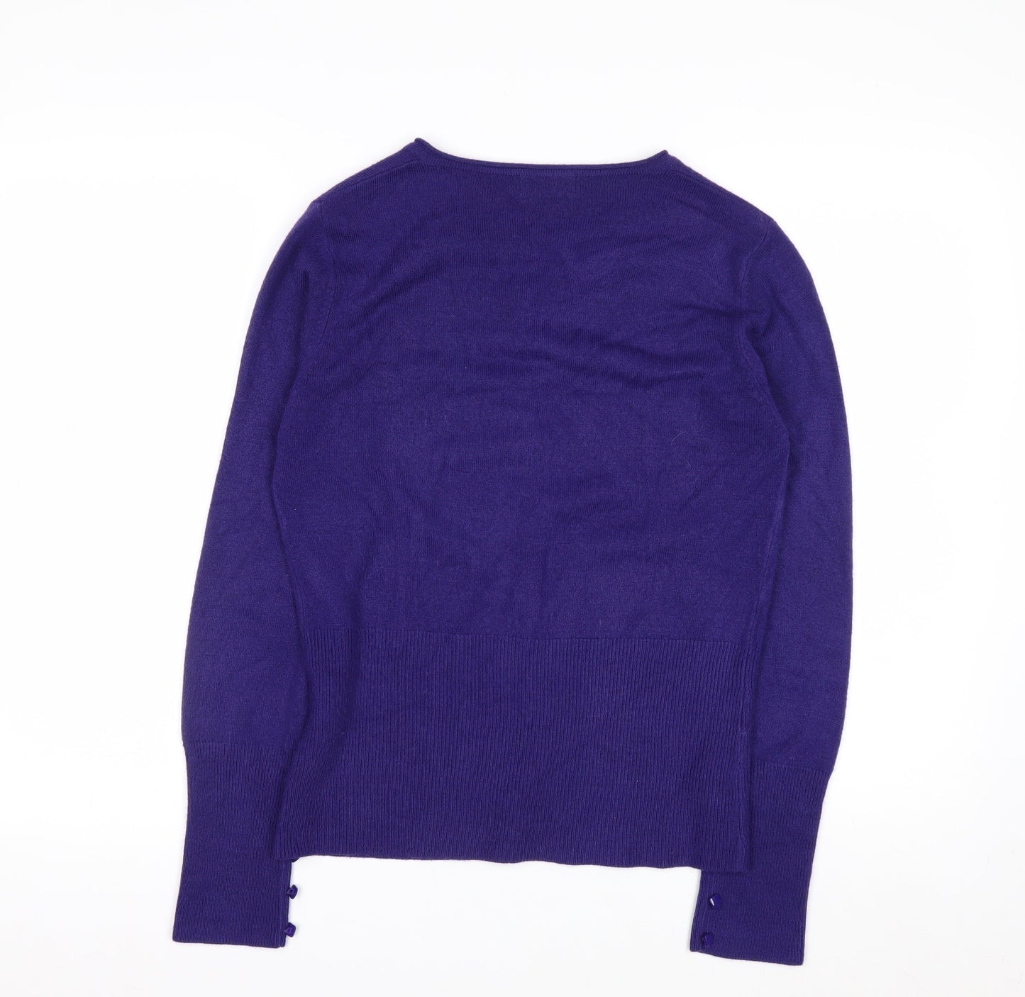Marks and Spencer Per Una Women's Purple Acrylic Long Sleeve Cardigan Size 12