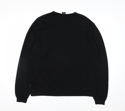 Hugo Boss Men's Black Wool V-Neck Slim Fit Jumper 2XL