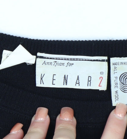 Kenar Women’s Black Wool Bodycon Knee Length Dress Size S