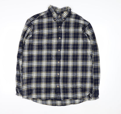 Red Head Men’s Navy Check Cotton Flannel Button-Up Shirt L