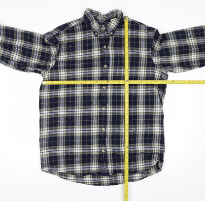 Red Head Men’s Navy Check Cotton Flannel Button-Up Shirt L