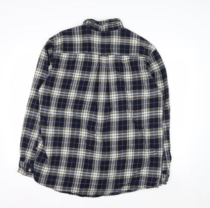 Red Head Men’s Navy Check Cotton Flannel Button-Up Shirt L