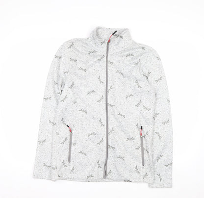 Killtec Womens Grey Full Zip Fleece Jacket Size 12 Dragonfly Print