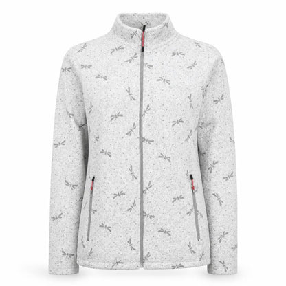 Killtec Womens Grey Full Zip Fleece Jacket Size 12 Dragonfly Print