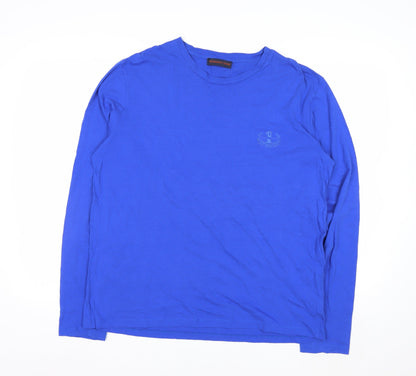 Trussardi Jeans Men's Blue Long Sleeve Cotton Crew Neck Top L