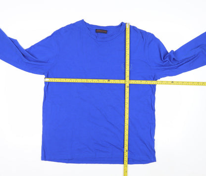 Trussardi Jeans Men's Blue Long Sleeve Cotton Crew Neck Top L