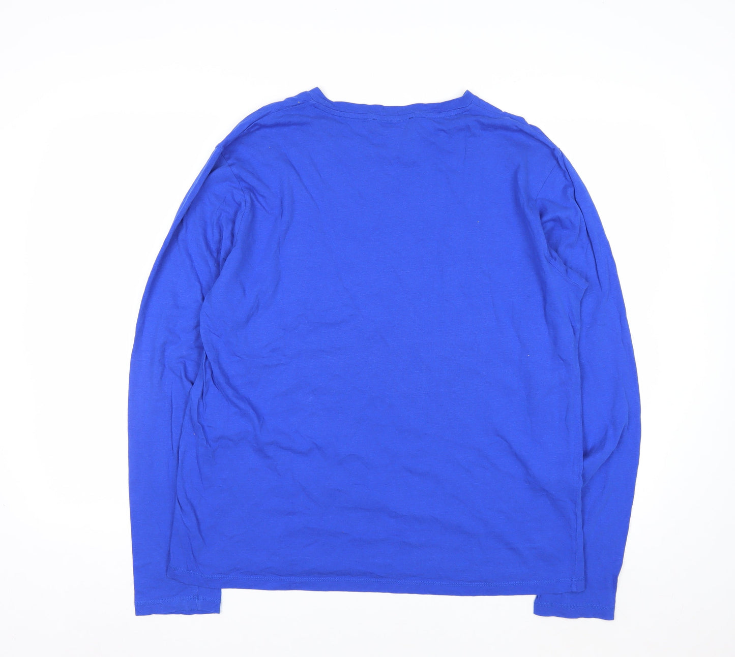 Trussardi Jeans Men's Blue Long Sleeve Cotton Crew Neck Top L