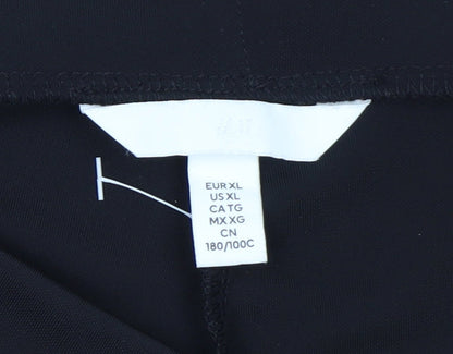 H&M Womens Black XL Straight Leg Stretch Trousers