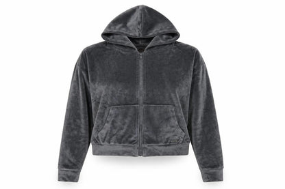 Boux Avenue Womens Grey Velour Full Zip Hoodie Size 14