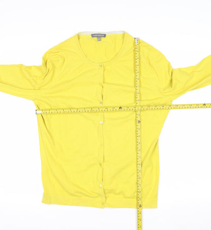 Laura Ashley Women's Yellow Cotton Blend Cardigan UK 14