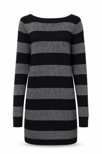 Dorothy Perkins Women Black Striped Jumper Dress Size 10 Knit Long Sleeve