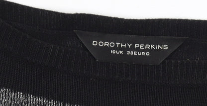 Dorothy Perkins Women Black Striped Jumper Dress Size 10 Knit Long Sleeve