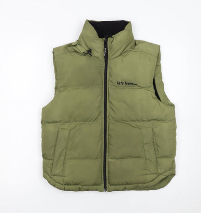 iets frans Women Green XS Puffer Waistcoat Full Zip Gilet
