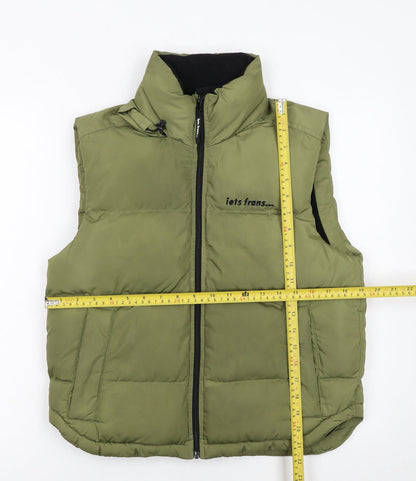 iets frans Women Green XS Puffer Waistcoat Full Zip Gilet