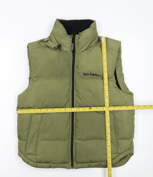 iets frans Women Green XS Puffer Waistcoat Full Zip Gilet