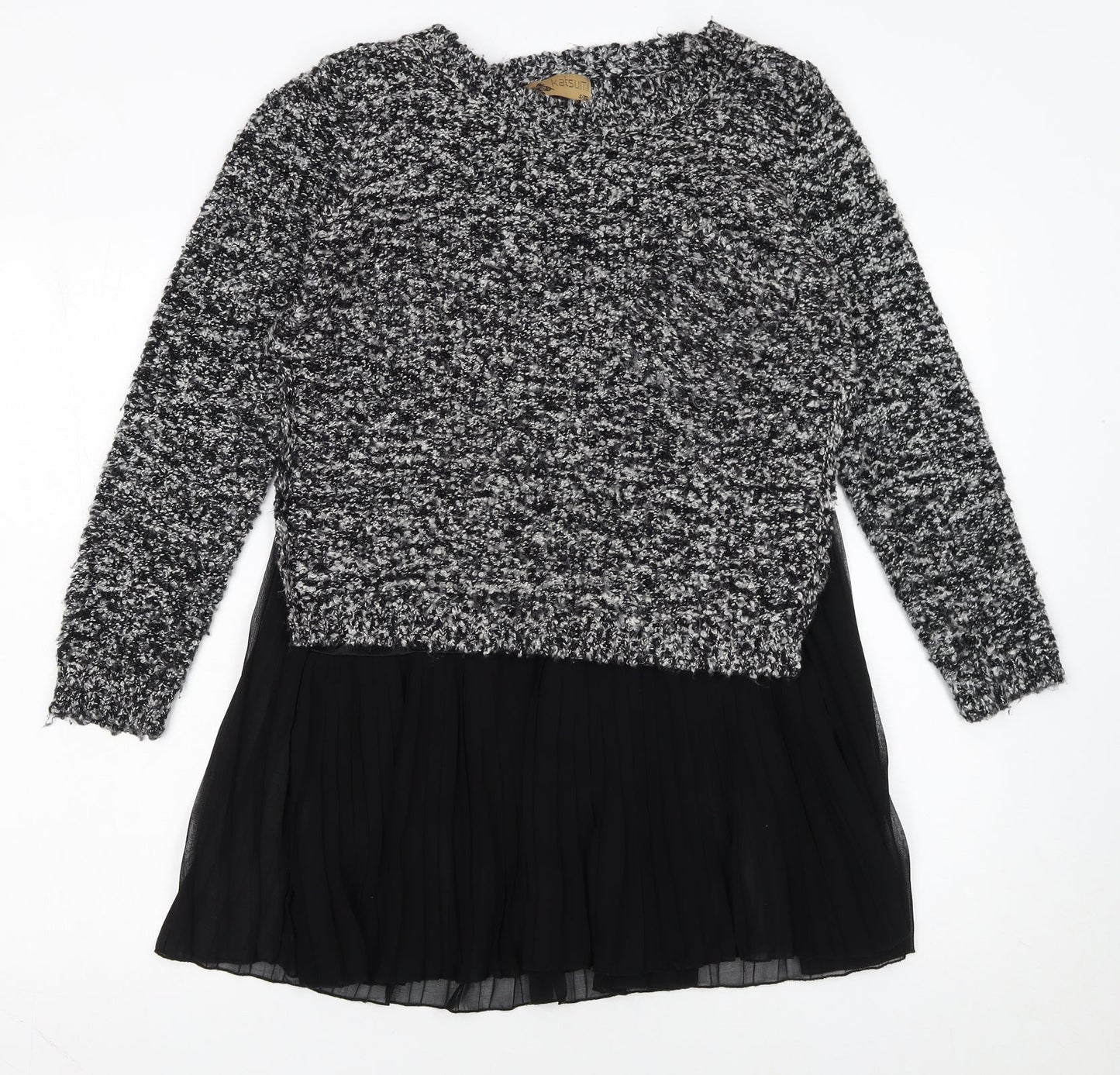 Katsumi Womens Black Chunky Knit Pullover Jumper S