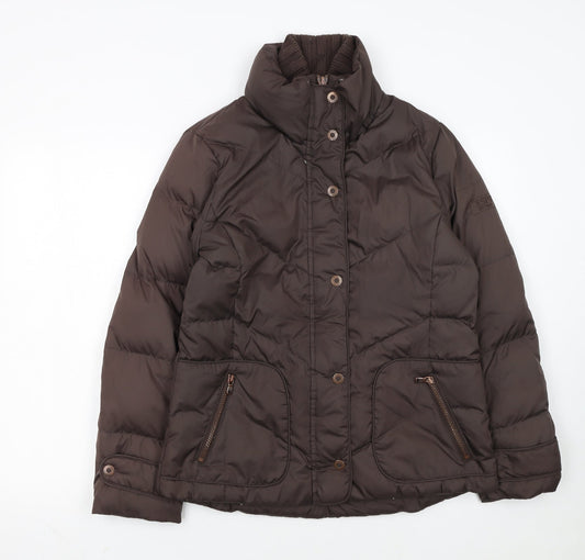 Esprit Women's Brown Puffer Jacket Size S Down Filled Mid-Length Warm Winter Coat