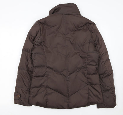 Esprit Women's Brown Puffer Jacket Size S Down Filled Mid-Length Warm Winter Coat