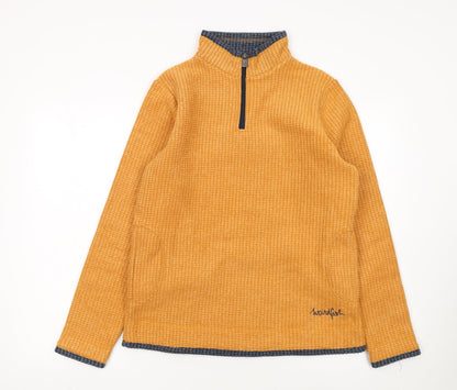 Weird Fish Womens Mustard 1/4 Zip Fleece Sweatshirt Size 12
