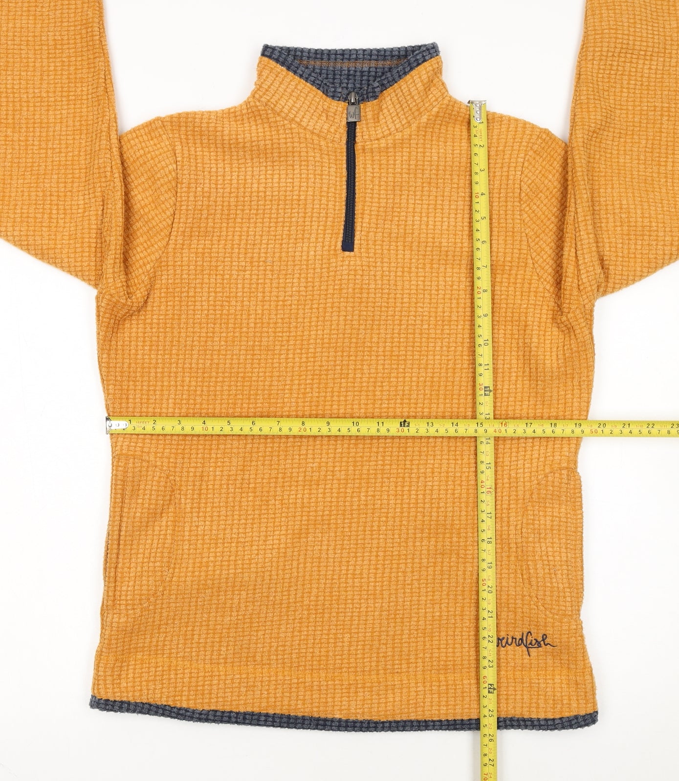 Weird Fish Womens Mustard 1/4 Zip Fleece Sweatshirt Size 12