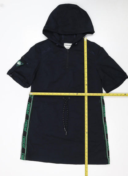 Teenie Weenie Girls Black Hooded Zip Shirt Dress 14 Years Casual Sportswear