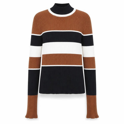 Forever 21 Women’s Multicoloured Ribbed High Neck Striped Jumper Size M