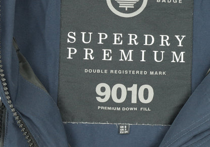 Superdry Women's Blue Size 6 Puffer Jacket with Faux Fur Hood
