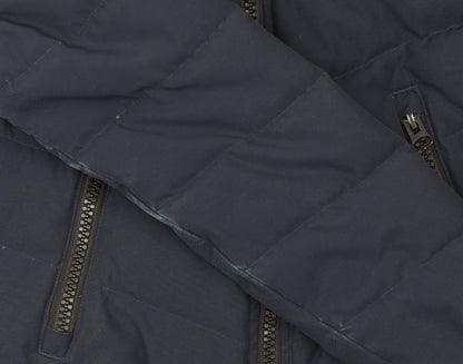 Superdry Women's Blue Size 6 Puffer Jacket with Faux Fur Hood