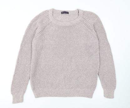 Marks and Spencer Womens Beige Chunky Knit Cotton Pullover Jumper UK 14