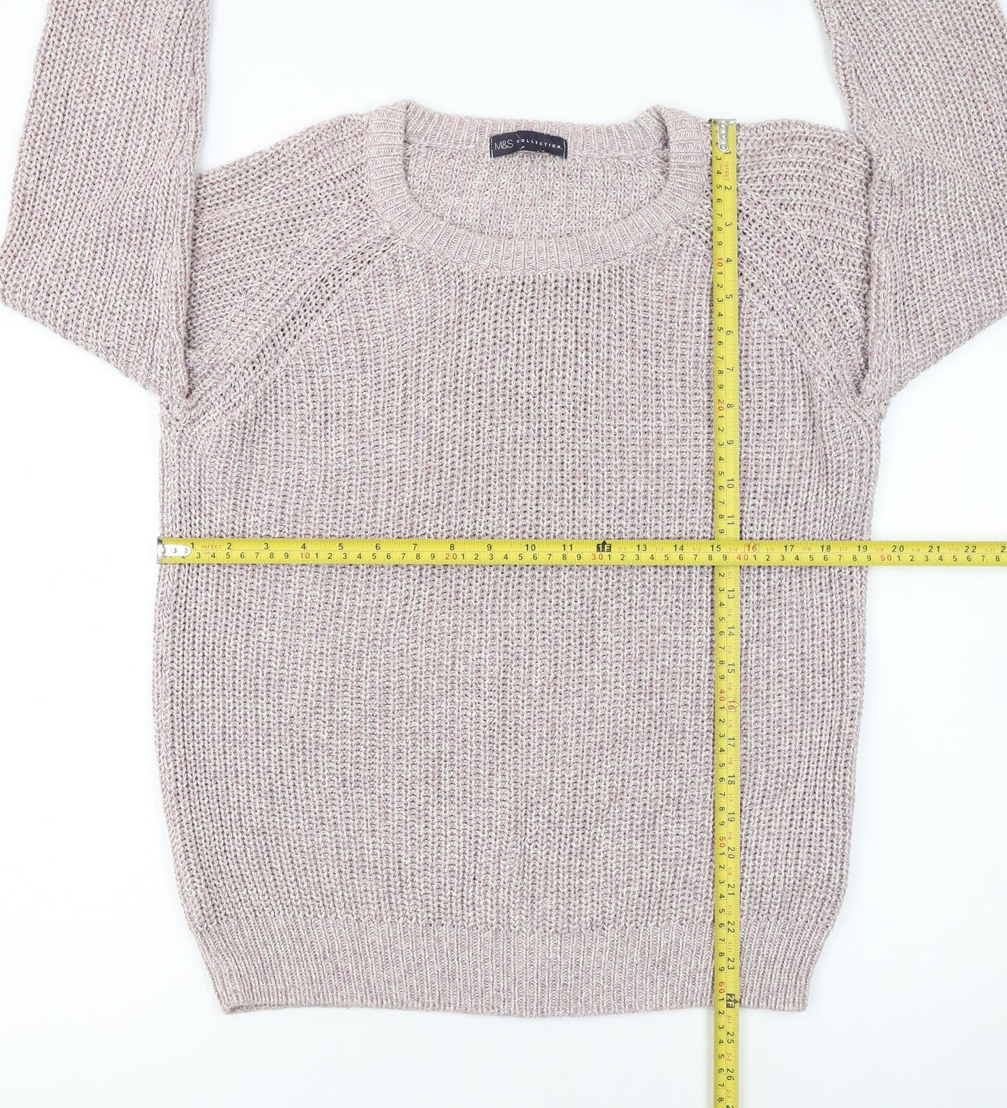 Marks and Spencer Womens Beige Chunky Knit Cotton Pullover Jumper UK 14